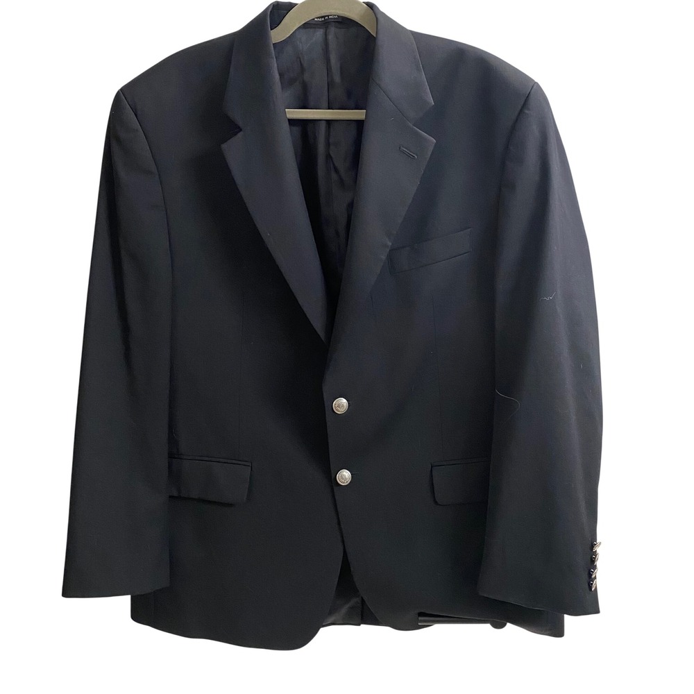 RALPH Ralph Lauren Mens 44R Black 100% Wool Blazer Silver Crest Button Dillard's